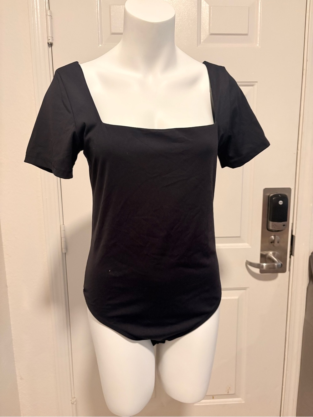 Classic Black Square-Neck Short Sleeve Bodysuit